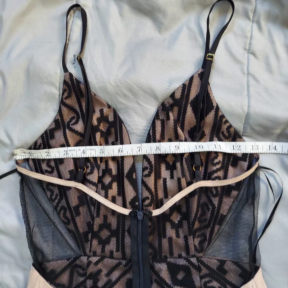 Luxxel Floor length Body Con Low cut, Sheer Evening Gown, Black, Small - Picture 14 of 16